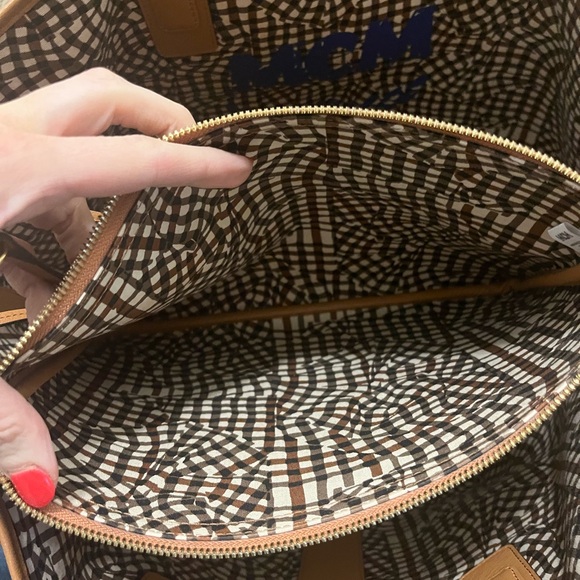 MCM Cognac Visetos Logo Canvas Tote in Brown - Picture 5 of 9